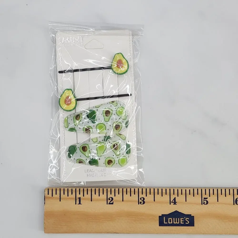 4 pc Avocado Hair Accessories by Mint 2 bobby pins 2 snap barrette clips **NEW**